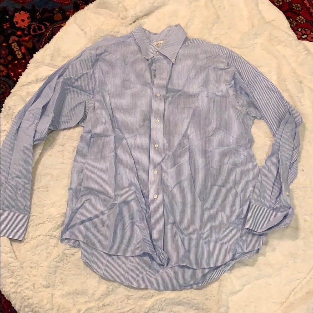Pinstriped blue and white men’s dress shirt